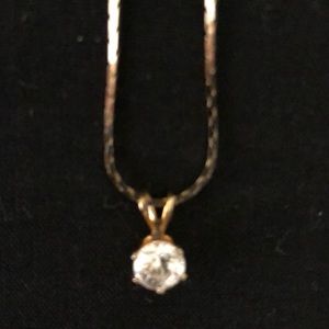 1 carat CZ solitaire on gold costume chain